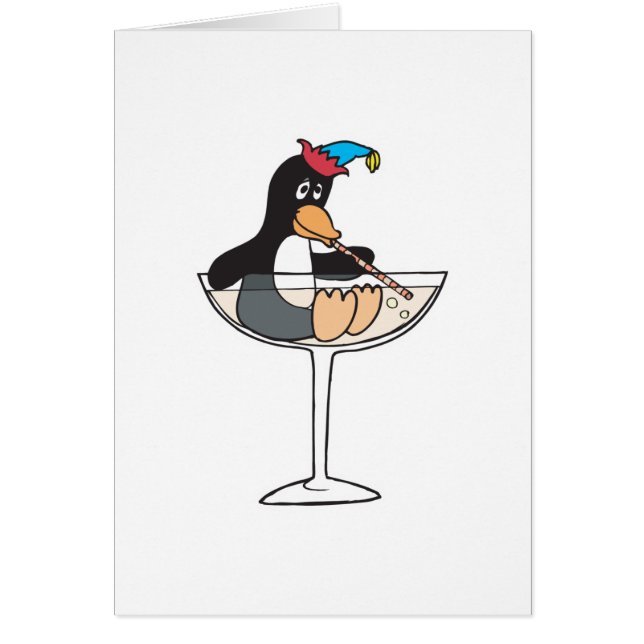 Cartão pinguim bêbado bobo (Frente)