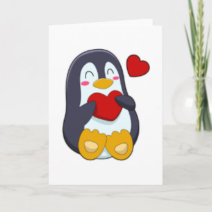 Cartão Pinguim com Coração
