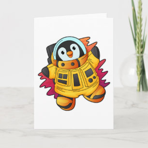 Cartão Pinguim como Astronauta em Traje