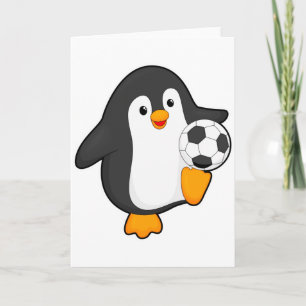 Cartão Pinguim Como Jogador De Futebol Com Camiseta De Bo