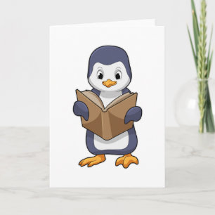 Cartão Pinguim como Nerd com Livro