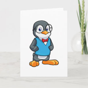Cartão Pinguim como Nerd de óculos