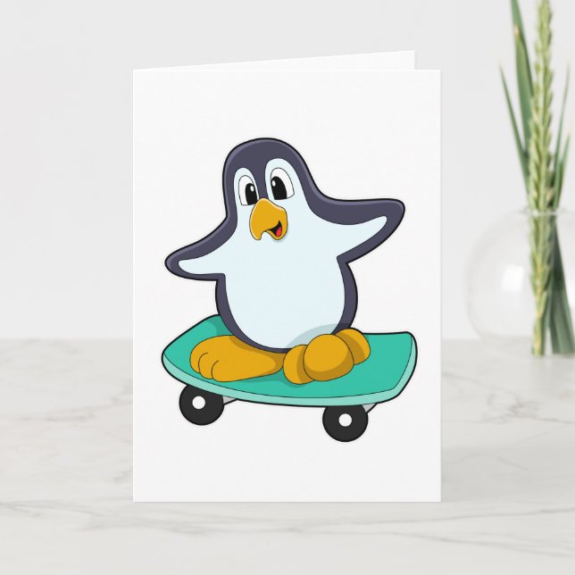 Cartão Pinguim como Skatista em Skate (Frente)