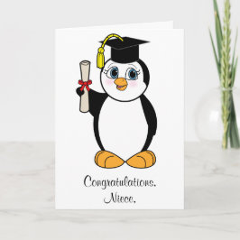 Cartão Pinguim customizável da graduação dos parabéns