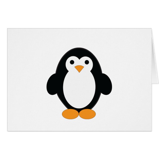 Cartão Pinguim de Cartoon Bonito (Frente horizontal)