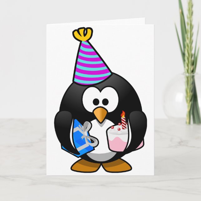 Cartão Pinguim de Festa (Frente)