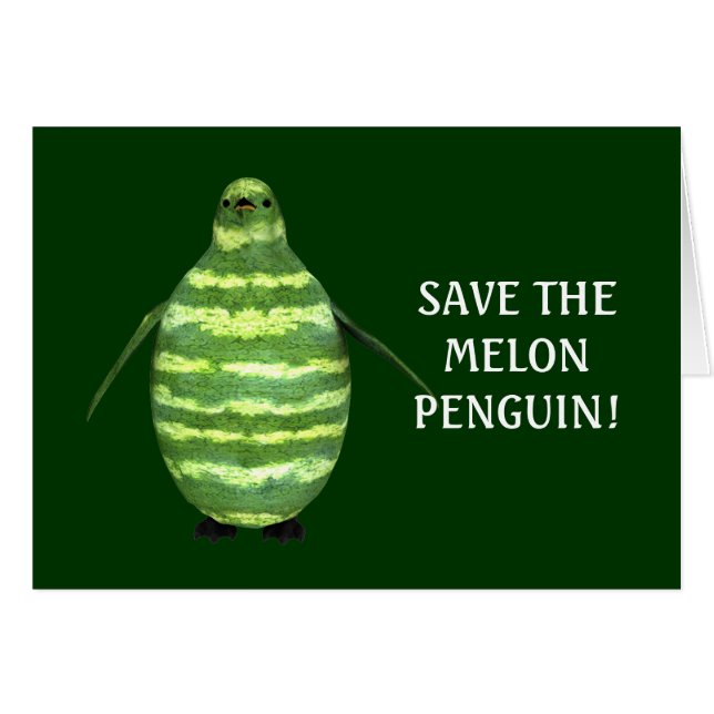 Cartão Pinguim do Dia Nacional da Melancia (Frente Horizontal)