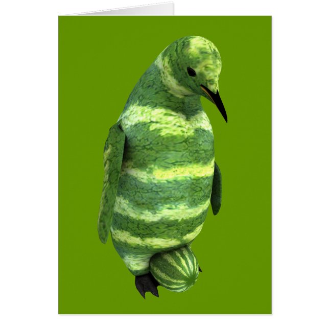 Cartão Pinguim do Dia Nacional da Melancia (Frente)