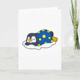 Cartão Pinguim Dormindo com Cobertor