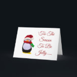 Cartão Pinguim enchido do brinquedo vestido para o<br><div class="desc">Uma fotografia de um pinguim enchido do brinquedo</div>