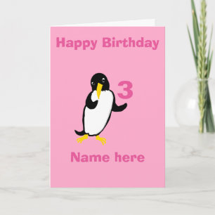 Cartão Pinguim engraçado Aniversário, adicione nome de fr