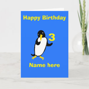 Cartão Pinguim engraçado Aniversário, adicione nome de fr