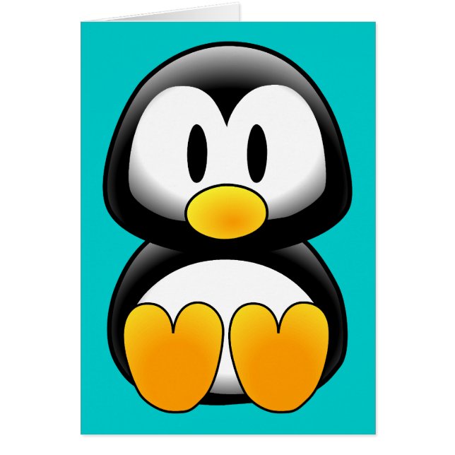 Cartão Pinguim Engraçado e Bonito (Frente)