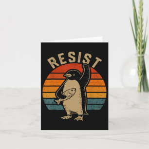 Cartão Pinguim Engraçado Resiste Pinguins em Protesto Con