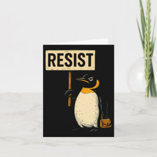 Cartão Pinguim Engraçado Resiste Pinguins em Protesto Con