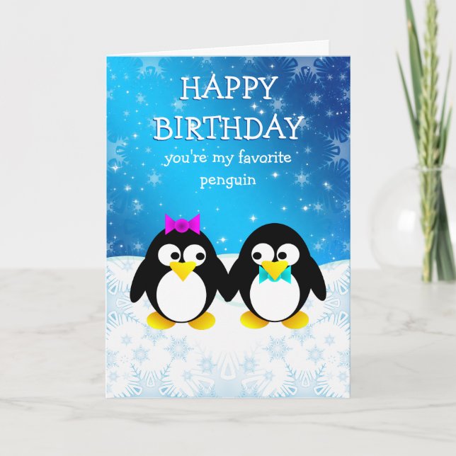 Cartão Pinguim Feliz Aniversário (Frente)