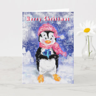 Cartão Pinguim Feliz - Feliz Natal -