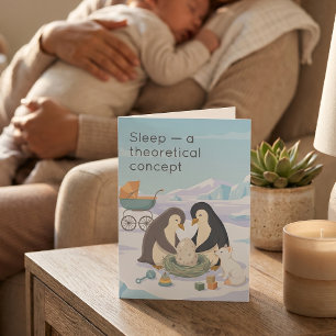 Cartão Pinguim Fofo Novo Bebê   Humor Seco Novo Bebê