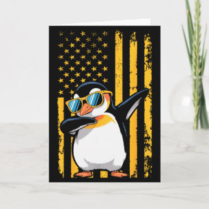 Cartão Pinguim Gráfico Bandeira Americana Retro Pinguim E