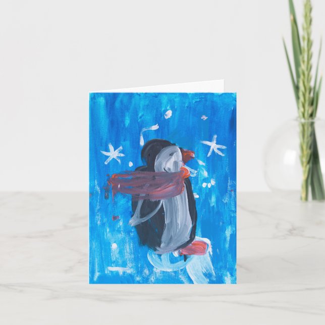 Cartão Pinguim Inverno (Frente)