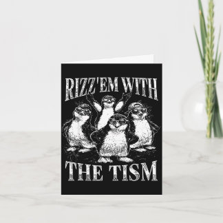 Cartão Pinguim meme retrô engraçado rizz em com o tism