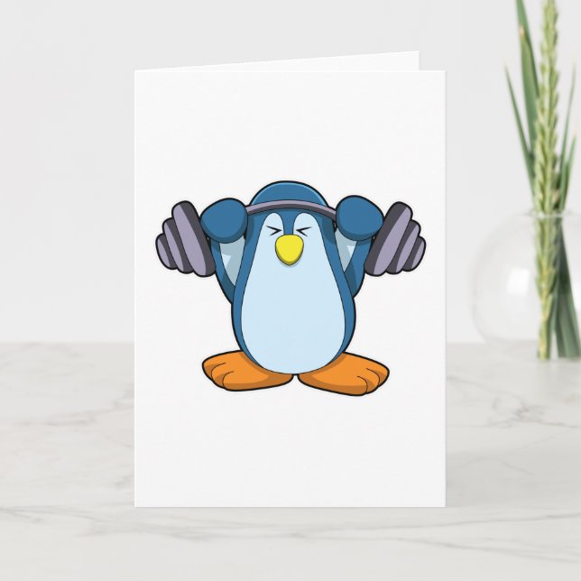Cartão Pinguim na musculação com halteres (Frente)