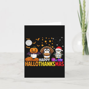 Cartão Pinguim Natal Halloween Figurume Feliz Hallotha