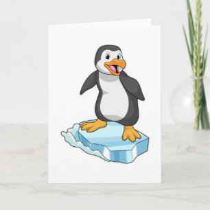 Cartão Pinguim no bloco de gelo