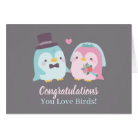 Pinguim Noivo e Noiva Felicitações de Casamento