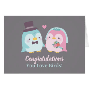 Cartão Pinguim Noivo e Noiva Felicitações de Casamento