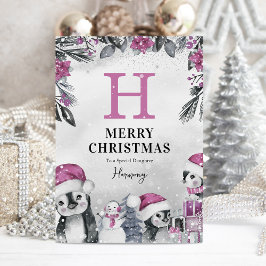 Cartão Pinguim Rosa Bonito, Natal