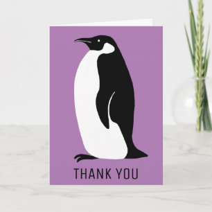 Cartão Pinguim Roxo Branco Muito Obrigado