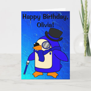 Cartão Pinguin Ultramarine Birthday - Personalizável