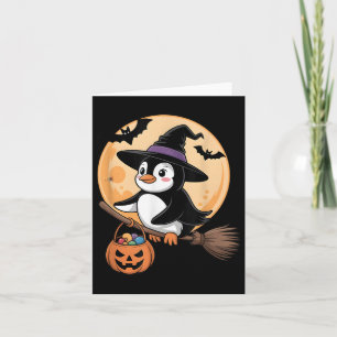 Cartão Pinguin Witch Hat Pumpkin Halloween Homens Wo