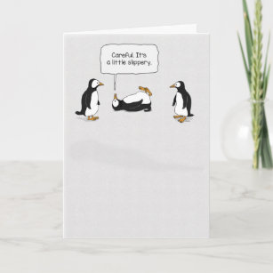 Cartão Pinguins bonitos e Engraçados no Aniversário do Ge