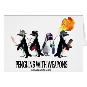 Cartão pinguins com armas