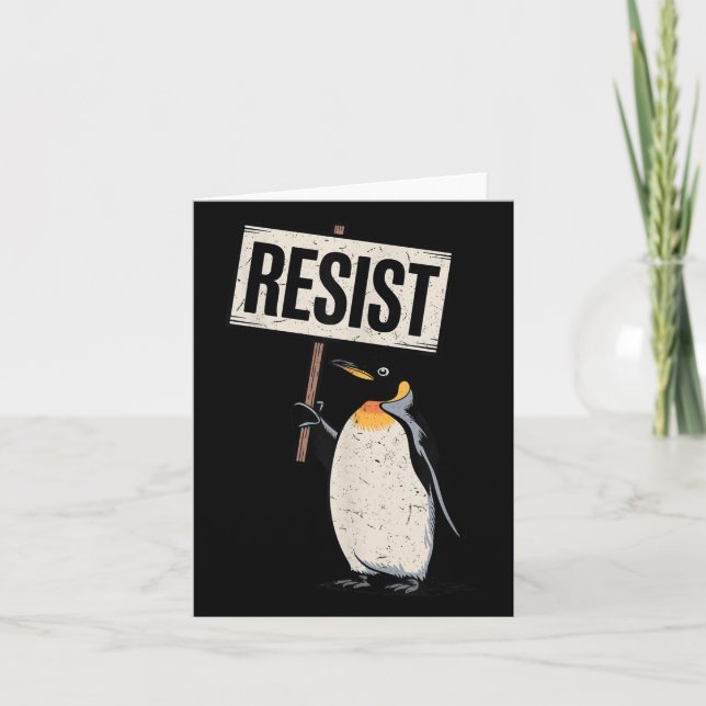Cartão Pinguins Contra Tarifas Pinguins Protestam Contra  (Frente)