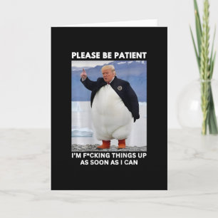 Cartão Pinguins Contra Tarifas Protesto Anti-trump Mãos