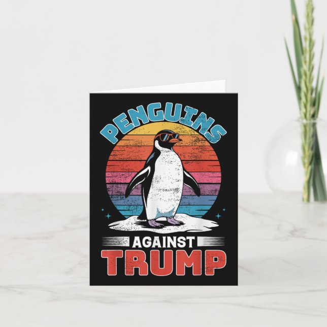 Cartão Pinguins Contra Trump Penguin Flippers Up Anti Tr (Frente)