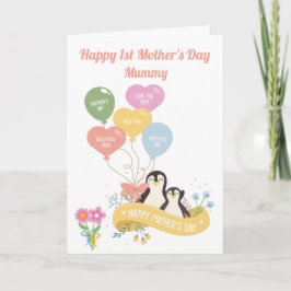 Cartão Pinguins Cute 1rua Dia de as mães