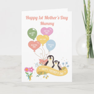 Cartão Pinguins Cute 1rua Dia de as mães