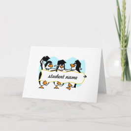 Cartão Pinguins de Graduação com faixa