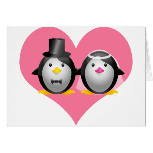 Cartão Pinguins do casamento
