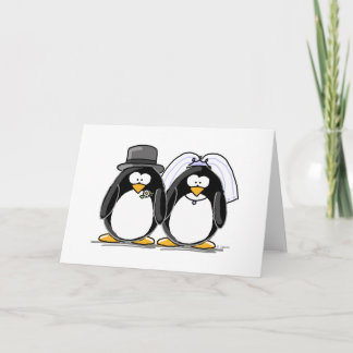 Cartão Pinguins dos noivos