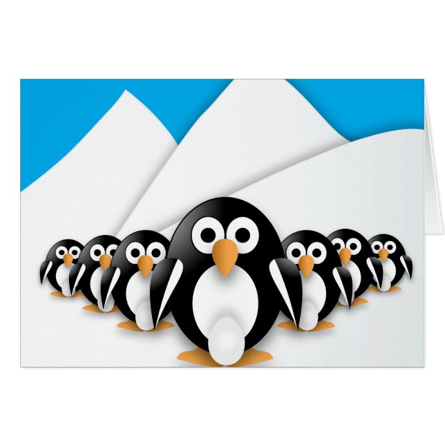 Cartão Pinguins engraçados (Frente Horizontal)