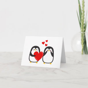 Cartão Pinguins fofos apaixonados -