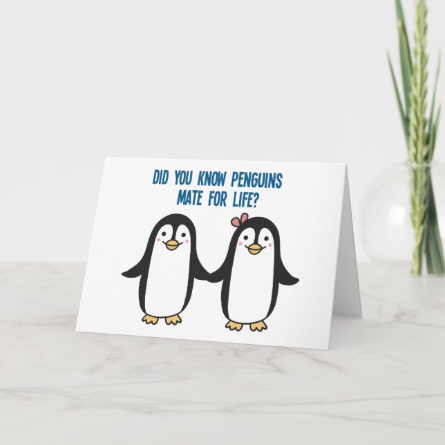 Cartão Pinguins fofos românticos se amam (Frente)