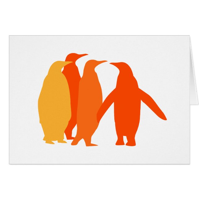 Cartão Pinguins Laranja (Frente Horizontal)