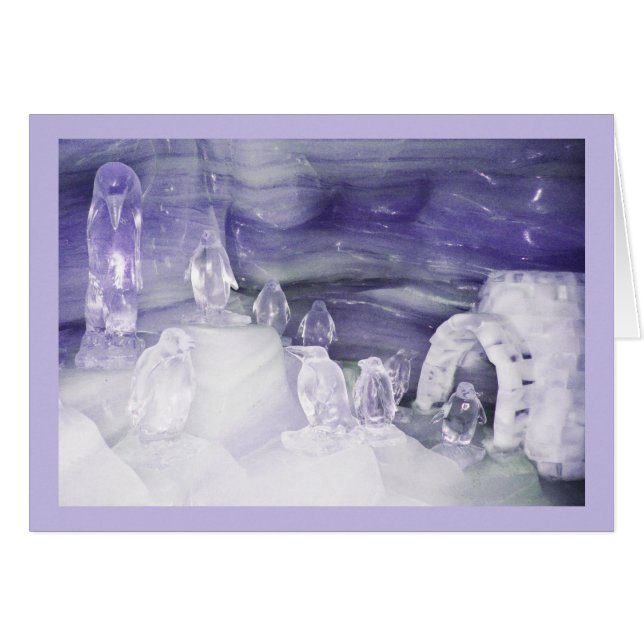 Cartão Pinguins no gelo (Frente Horizontal)