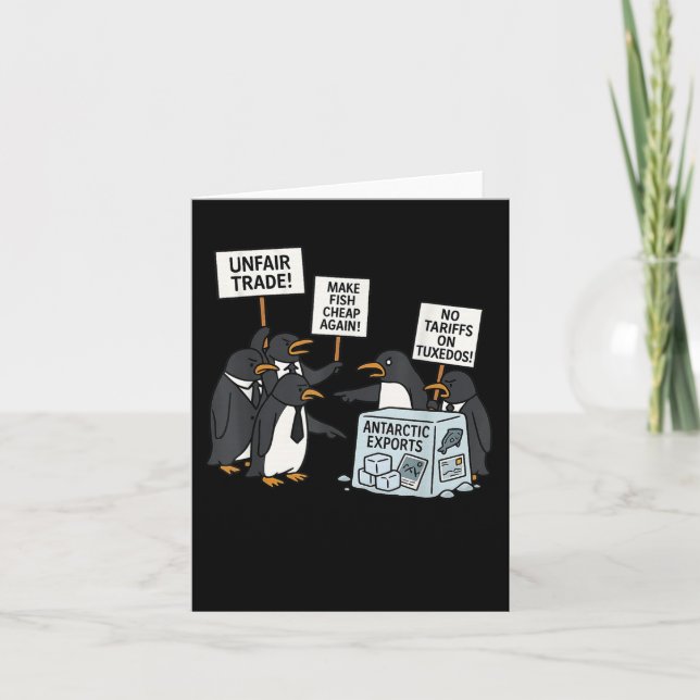 Cartão Pinguins protestam contra Tarifas Engraçado Tar Pi (Frente)